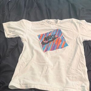 Nike White Tee with Multicolor Graphic